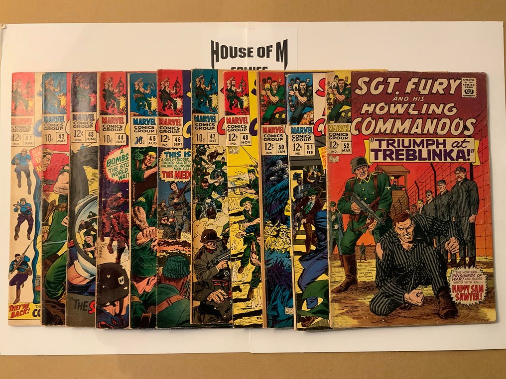 Sgt Fury and his Howling Commandos (1963 Series) # 41, 42, 43, 44, 45, 46, 47, 48, 50, 51 & 52  Silver Age Gems! - Almost Consecutive Run! - 11 Comic collection - Ensipainos - 1967/1968 #1.1