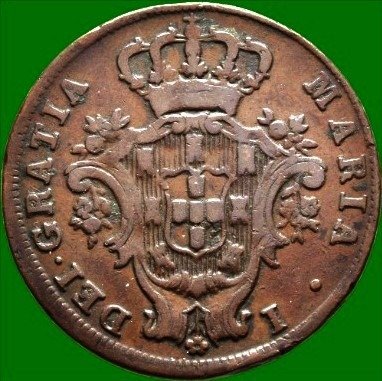 Portugalia. D. João Príncipe Regente (1799-1816). V Reis - 1812 - Hibrida (D. MARIA I / REGENS) - Cobre - Rara #1.2