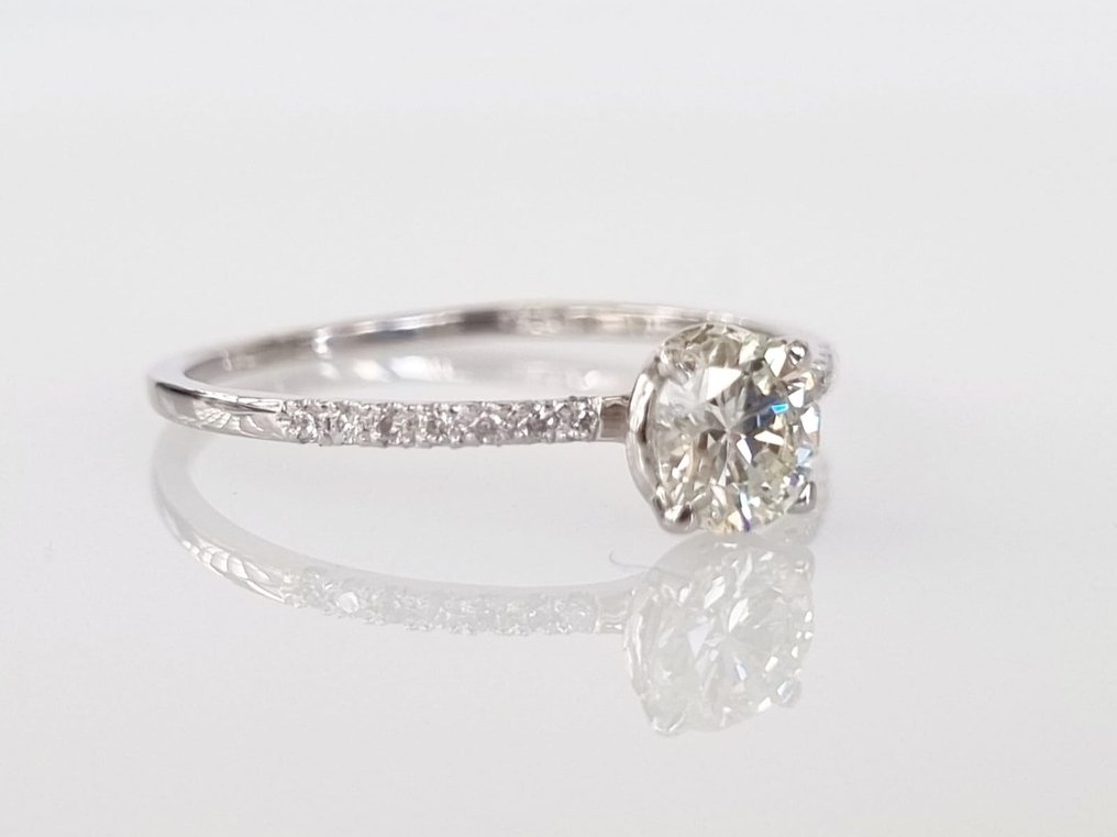 Pierścionek zaręczynowy - 18-karatowe Białe złoto -  0.54ct. tw. Diament  (Naturalny) #2.1