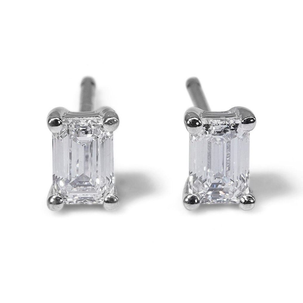 Earrings - 18 kt. White gold -  2.05ct. tw. Diamond  (Natural) - Perfect Match #1.1