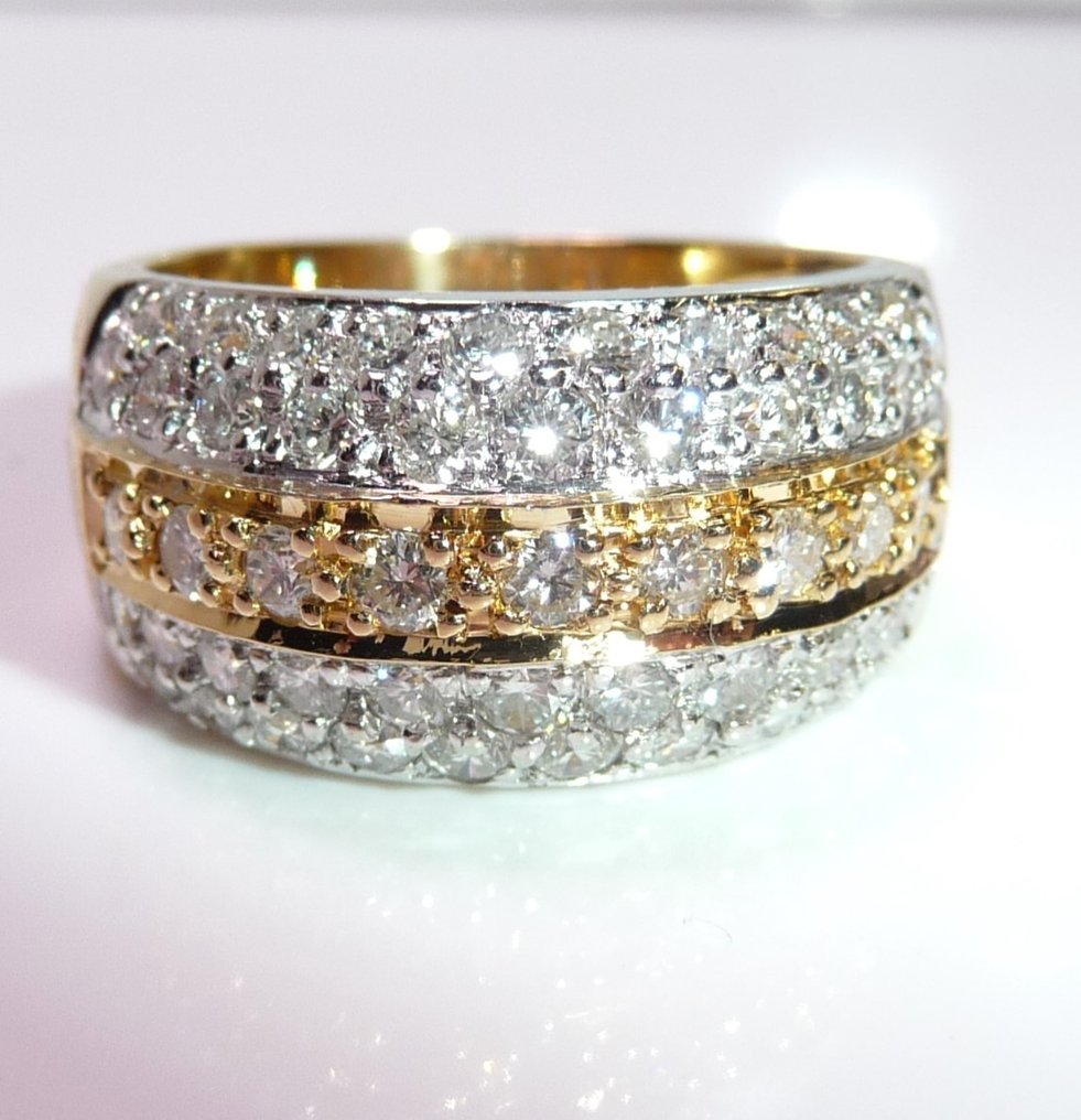 戒指 - 18K包金 白金, 黄金 -  1.77ct. tw. 钻石 (天然)  - 尺寸56可以更改 #1.0