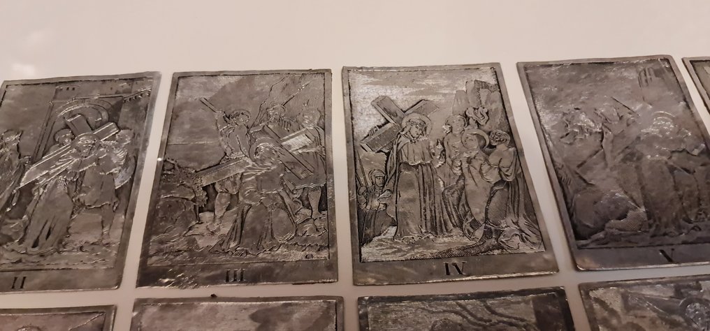 via crucis - Relief, Crocifissione Gesu via Crucis - 6 cm - Metall - 1880 #3.1