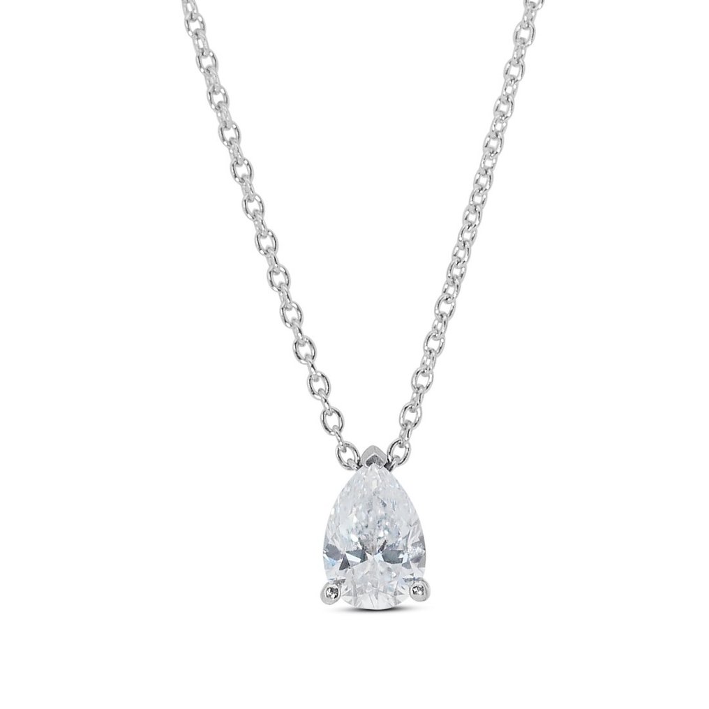 Necklace with pendant - 18 kt. White gold -  1.01ct. tw. Diamond  (Natural) - Gorgeous Diamond #1.1