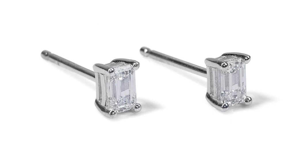 Earrings - 18 kt. White gold -  2.05ct. tw. Diamond  (Natural) - Perfect Match #2.1