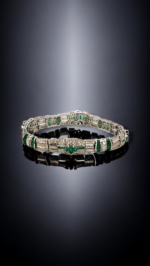 Bracelet - 18 carats Or blanc, Bracelet Art Déco en Or 18 Carats et Diamants 6,2 Carats Années 1930 -  6.24ct. tw. Diamant  (Naturelle) - Diamant #2.2