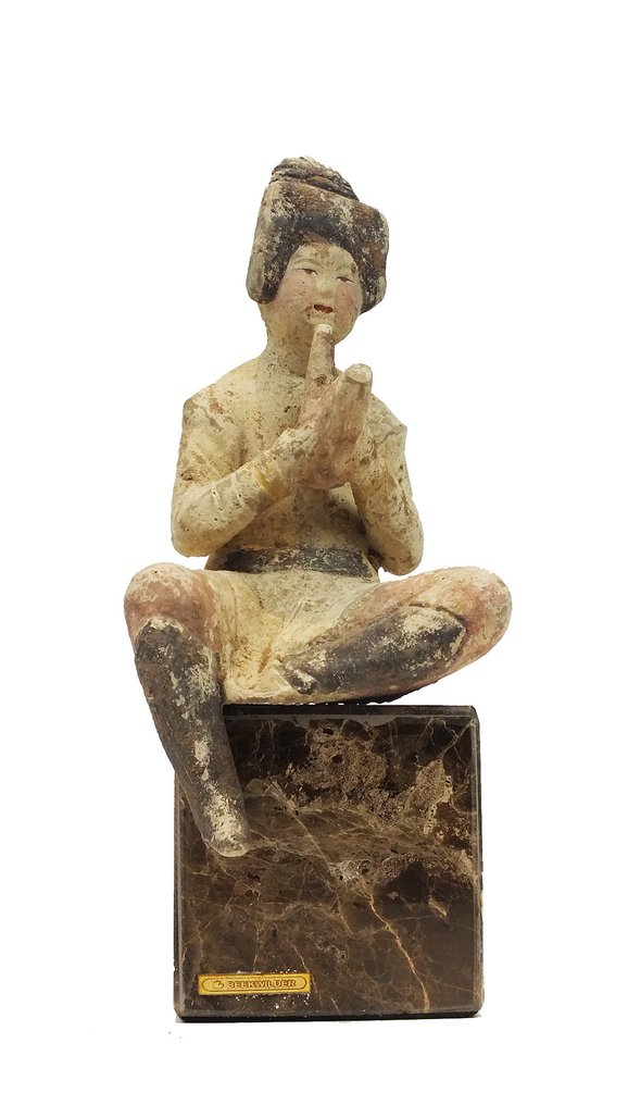 Terakota Zestaw czterech malowanych figurek ceramicznych przedstawiających muzykki, test TL, dynastia Tang - 22 cm #2.2
