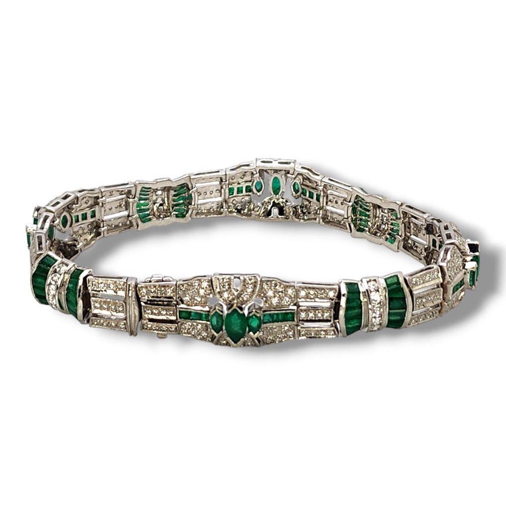 Armband - 18 kt Vittguld, Art Deco 18k guld & 6,2 karat diamantarmband 1930-talet -  6.24ct. tw. Diamant  (Natural) - Diamant #1.1