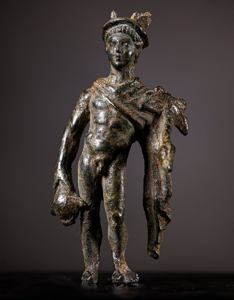 Romersk antik Bronze GodMercury figur - 9 cm #1.2