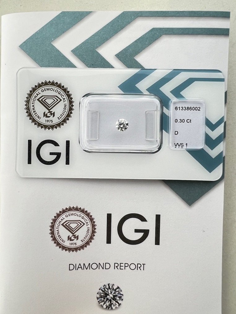 Diament  (Naturalny)  - 0.30 ct - okrągły - D (bezbarwny) - VVS1 (z bardzo, bardzo nieznacznymi inkluzjami) - International Gemological Institute (IGI) #2.1
