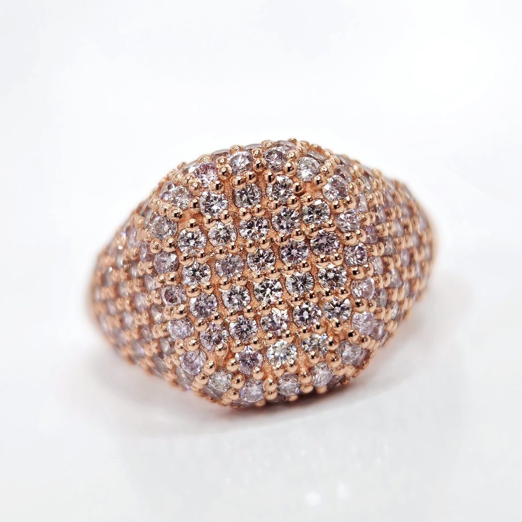 1.40 ct Fancy Pink Diamond Designer Ring - 3.95 gr - Ring - 14 kt. Rose gold Diamond  (Natural) #1.1