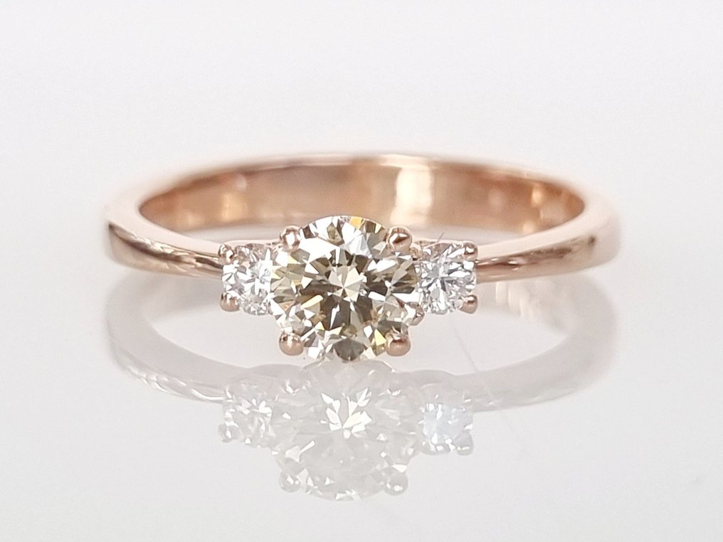 订婚戒指 - 14K包金 玫瑰金 -  0.58ct. tw. 钻石  (天然) #1.1