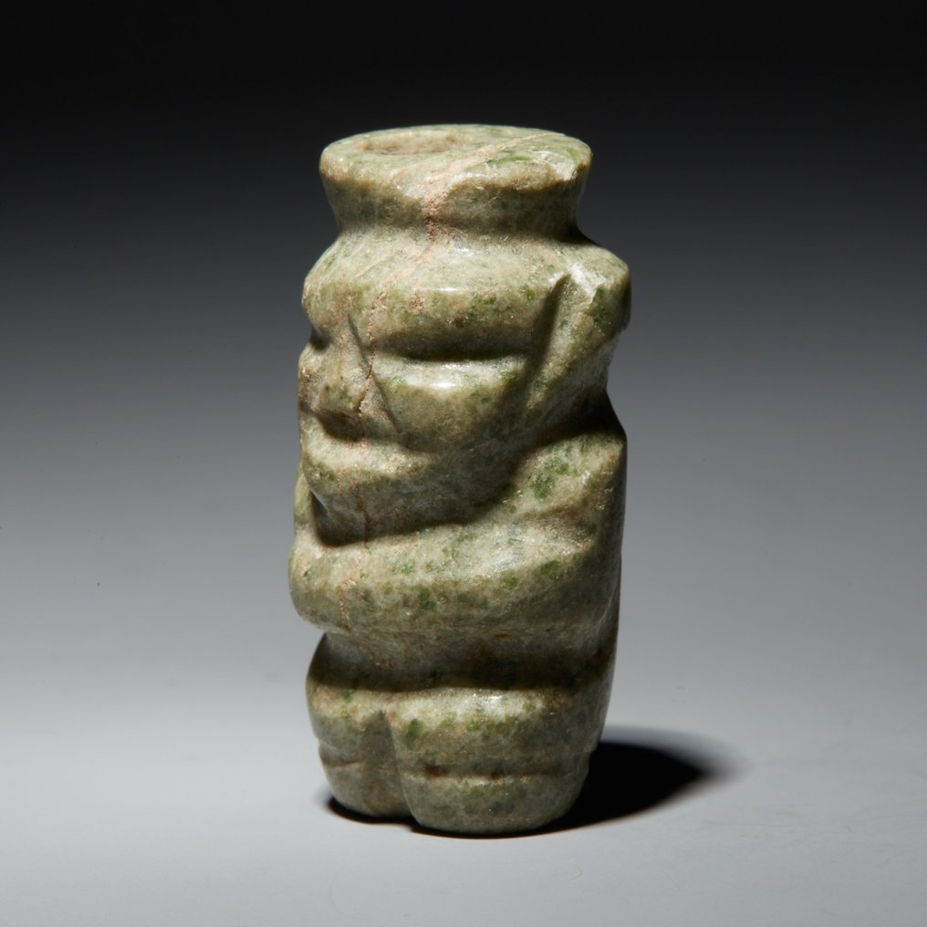 Mixteca，墨西哥 玉 人形吊坠。公元800-1200年。高4.4厘米。西班牙进口许可证。前新特里尔博物馆藏品。 #1.0