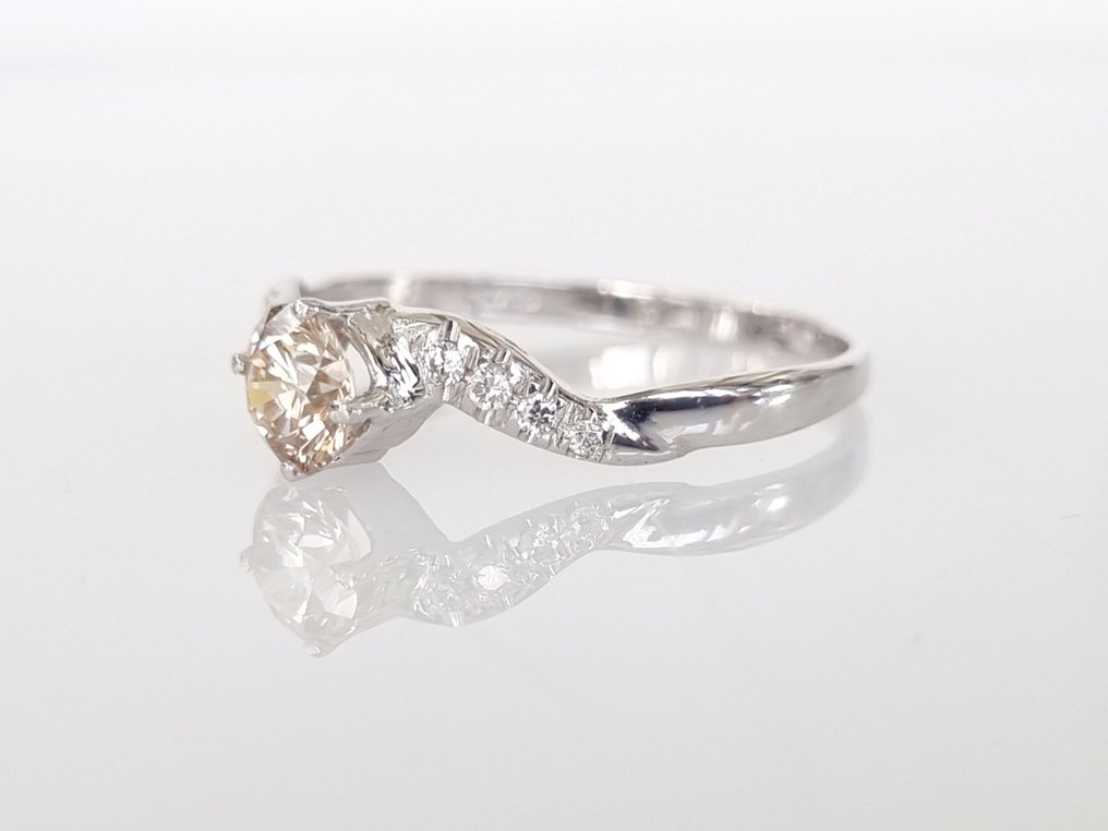 Inel de logodnă - 14 ct. Aur alb -  0.57ct. tw. Diamant  (Natural) #3.1