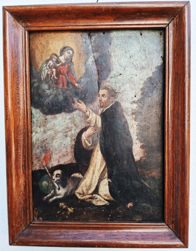 Scuola Italiana (XVII) - Madonna con Gesù bambino consegna il rosario a san Domenico #1.2