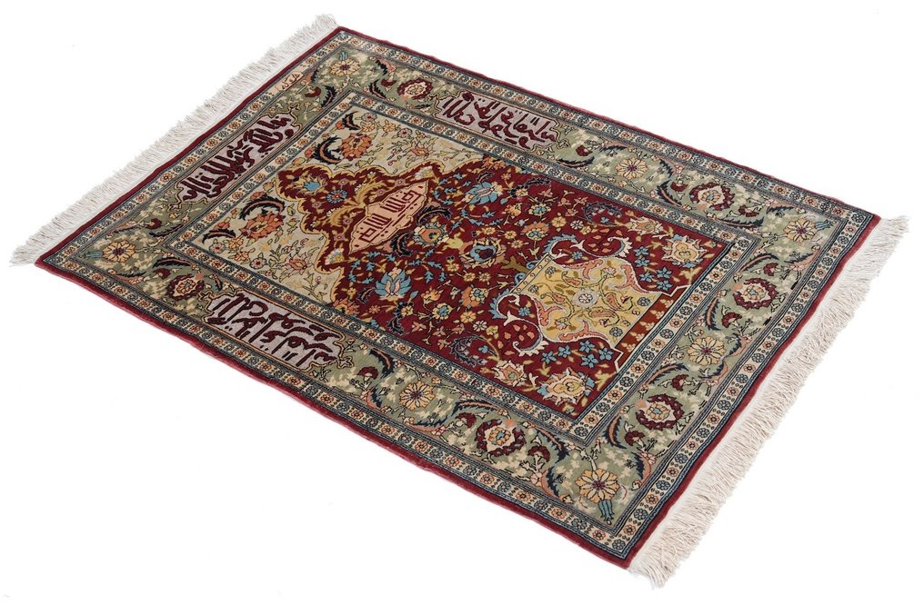 Silk Hereke Signed Carpet with Mehrab Design - Pure luxe ~1 miljoen. Knopen/m² - Tapijt - 88 cm - 63 cm #1.3