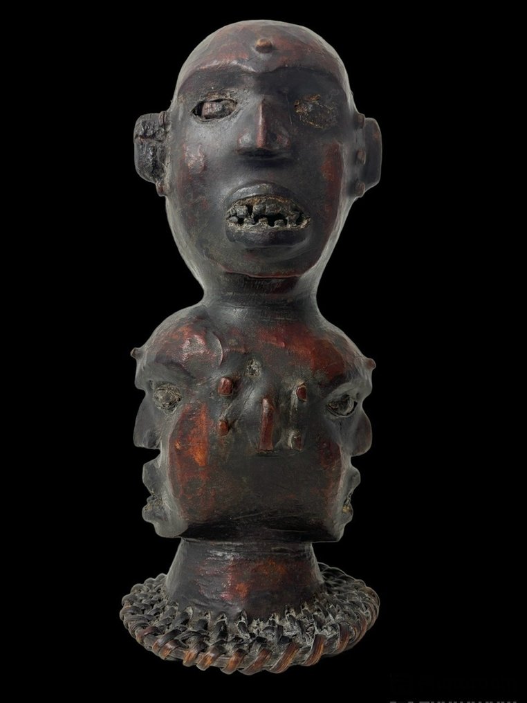 Ekoi, 4 agressieve gezichten - Statue - Ekoi-Kammmaske vom Ejagham-Stamm - Nigeria #1.2