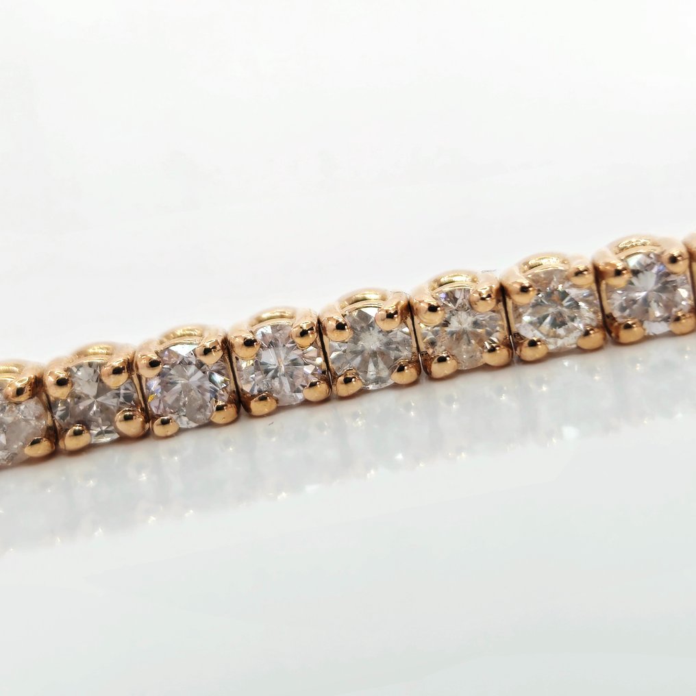 4.00 ct Light Pink Diamond Tennis Bracelet - 8.35 gr - Bracelet de tennis - 14 carats Or rose Diamant  (Naturelle) #2.1