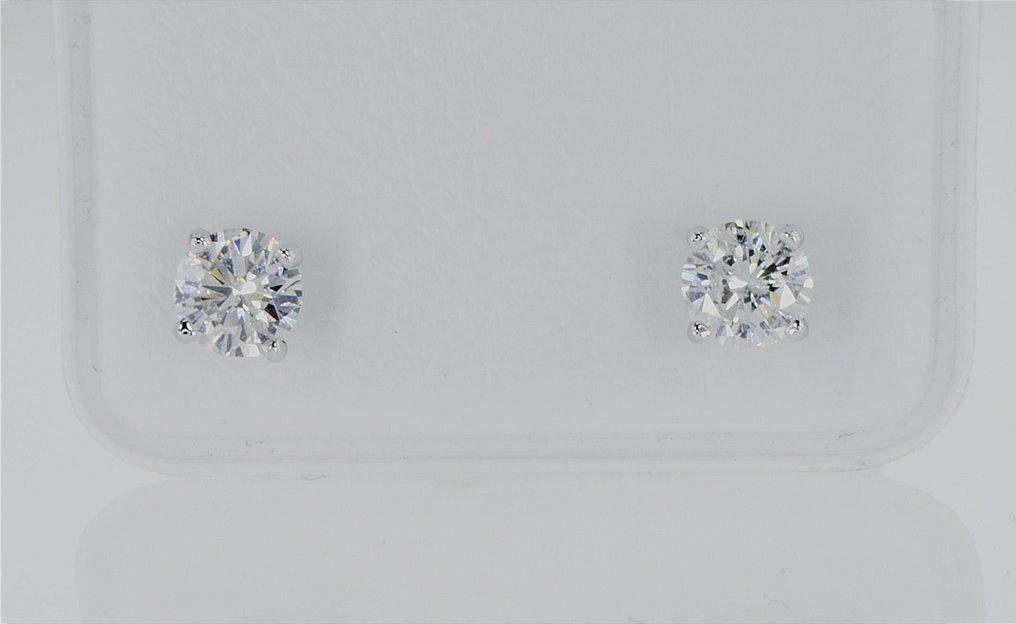Earrings - 14 kt. White gold -  1.13ct. tw. Diamond  (Natural) #2.1