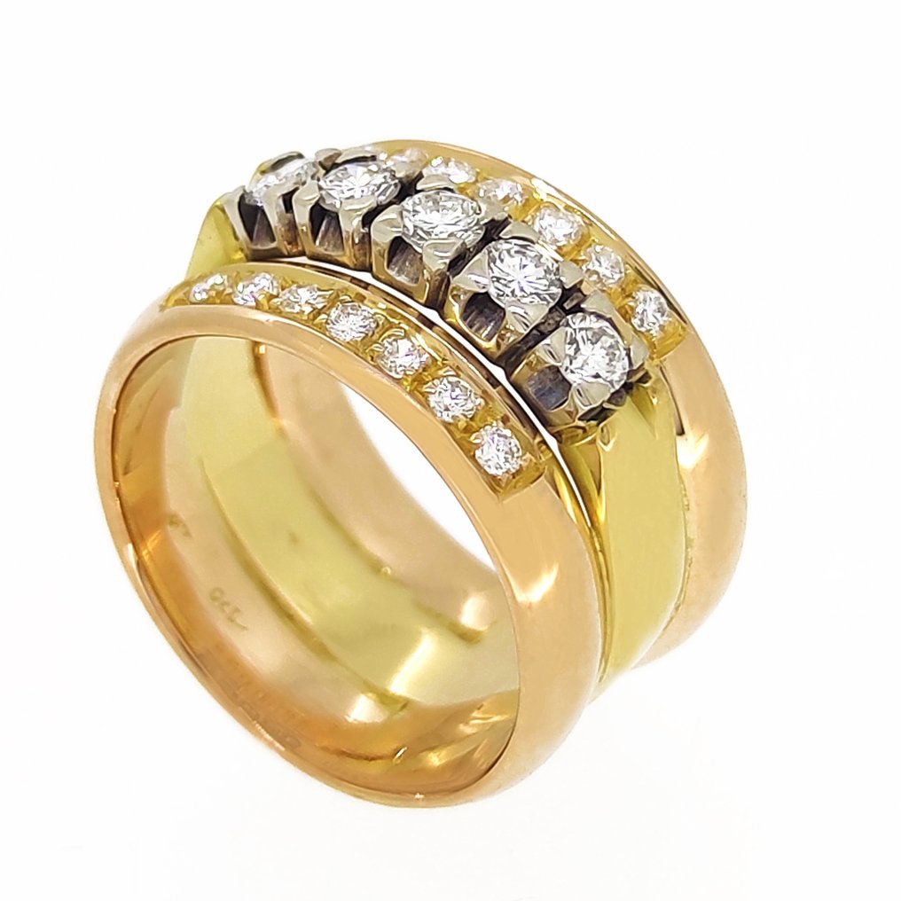 Ring - 18 kt. White gold, Yellow gold -  0.68ct. tw. Diamond #2.1
