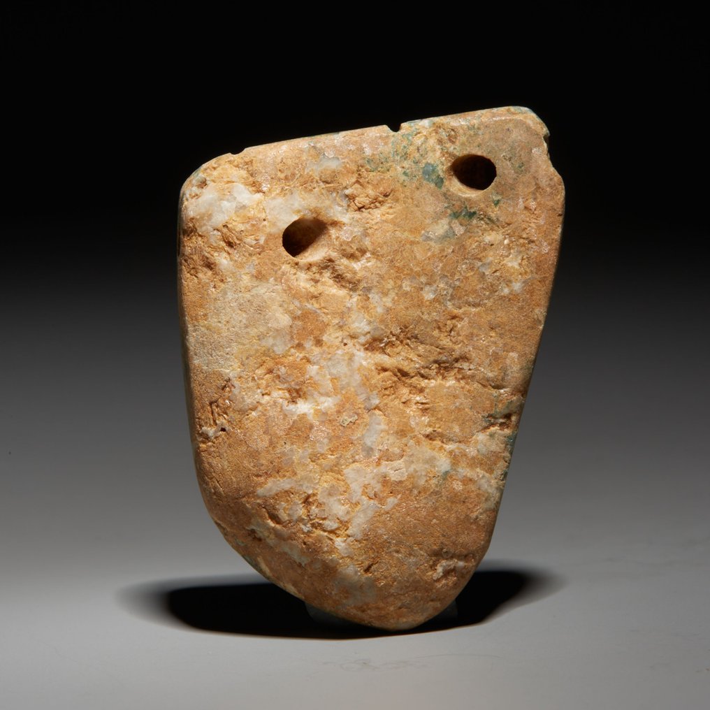 Mixteca, Meksyk Jadeit Zawieszka w kształcie maski. 800 - 1200 n.e. Wysokość 5cm. Hiszpańska licencja importowa. Były. #2.1