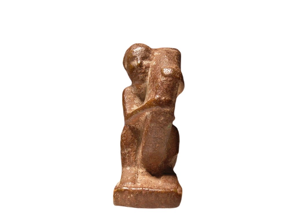 Figurină - Eroticon egiptean așezat ținându-și falusul supradimensionat cu ambele mâini, #2.1
