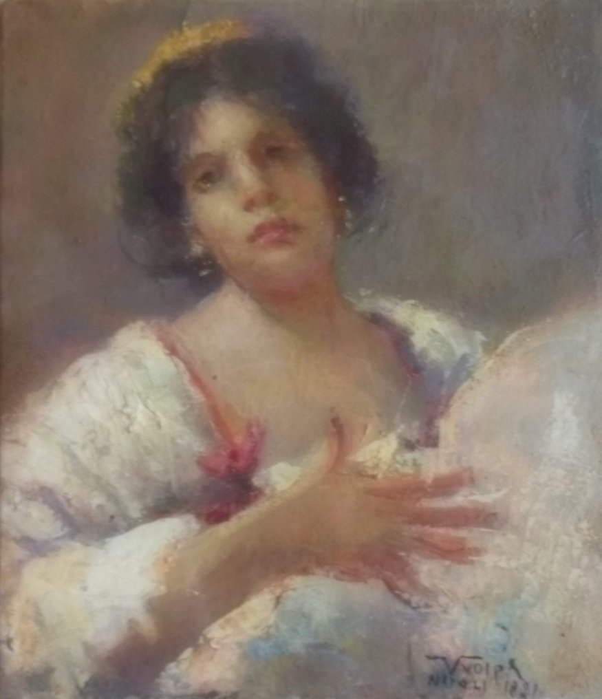 Vincenzo Volpe (1855-1929) - Ritratto di popolana con tamburello #1.1
