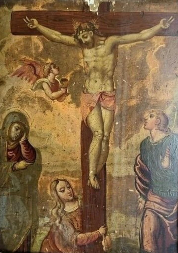 Scuola Italiana (XVI) - Cristo Crocifisso con la Vergine, San Giovanni e Maria Maddalena #1.1
