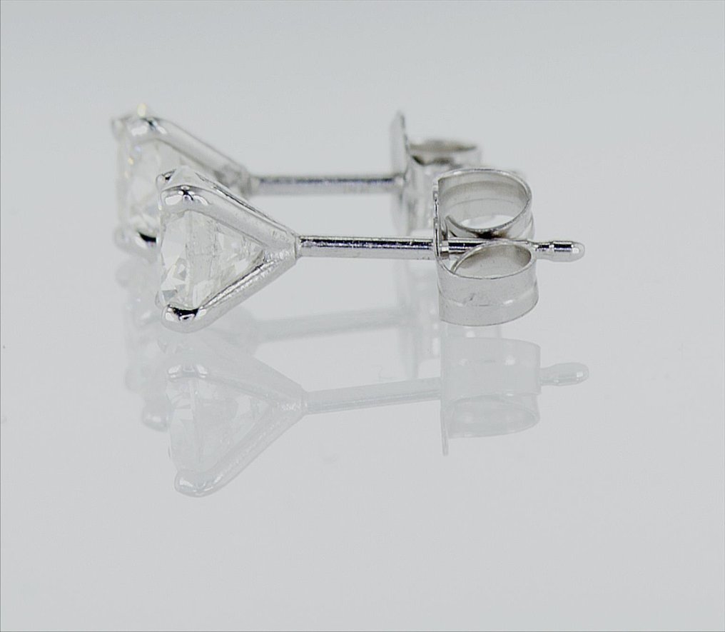 Boucles d'oreilles - 14 carats Or blanc -  1.13ct. tw. Diamant  (Naturelle) #1.2