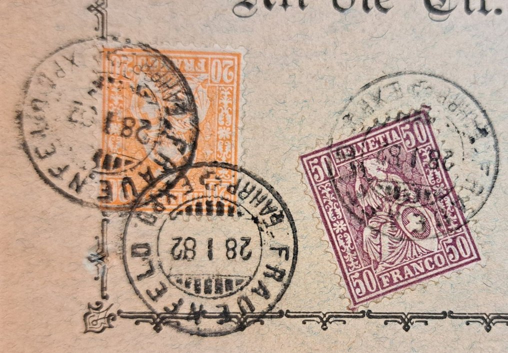 Schweiz 1882/1882 - SBK 48 & 51, Faserpapier auf Nachnahme Paketkarte - SBK 48 & 51 #2.1