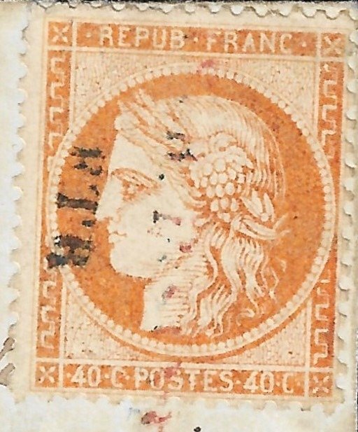 France 1874 - Exceptional postage on letter to occupied territories - Yvert et Tellier n°38 #2.1