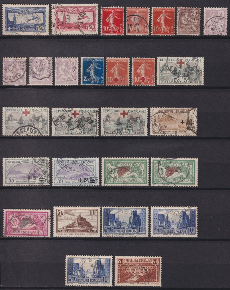 France 1900/1959 - SM chosen, between No. 138 and No. 262 + PA 5 and 6, Canceled. Good quality, clean. - Yvert #1.1