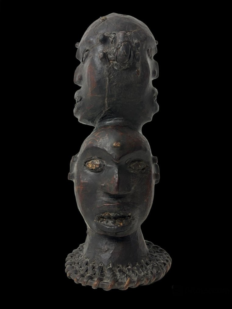 Ekoi, 4 agressieve gezichten - Estatua - Máscara de peine Ekoi de la tribu Ejagham - Nigeria #2.1