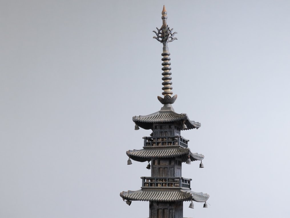 Statue of Horyuji Temple's Five-Storied Pagoda 五重塔 - Statue Métal - Japon #2.1