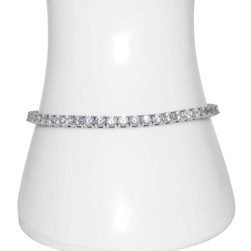 没有保留价 - 手镯 - 14K包金 白金 -  7.78ct. tw. 钻石 (天然) #1.0