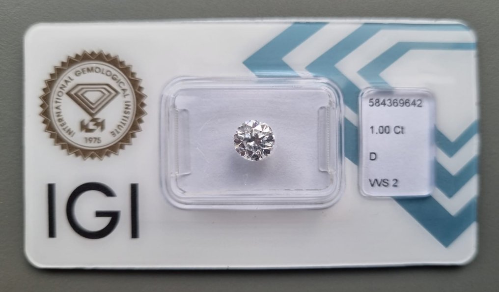 1 pcs Diamond  (Natural)  - 1.00 ct - D (colourless) - VVS2 - International Gemological Institute (IGI) #1.1