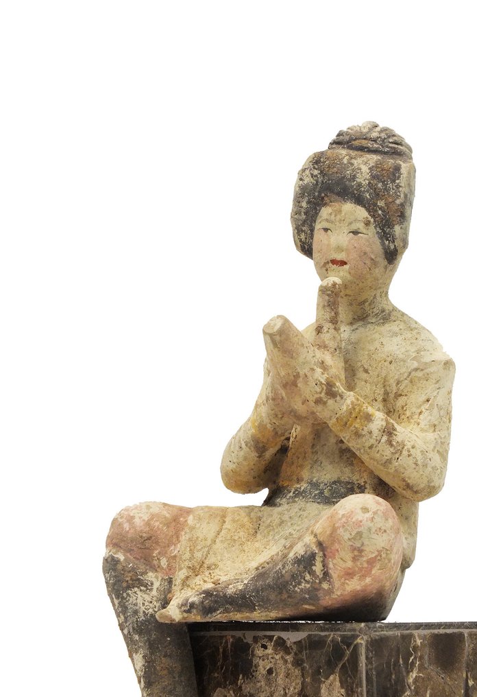 Terakota Zestaw czterech malowanych figurek ceramicznych przedstawiających muzykki, test TL, dynastia Tang - 22 cm #3.2