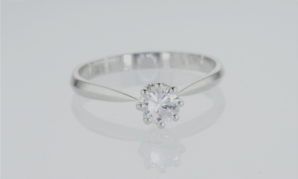 订婚戒指 - 14K包金 白金 -  0.50ct. tw. 钻石  (天然) #1.1