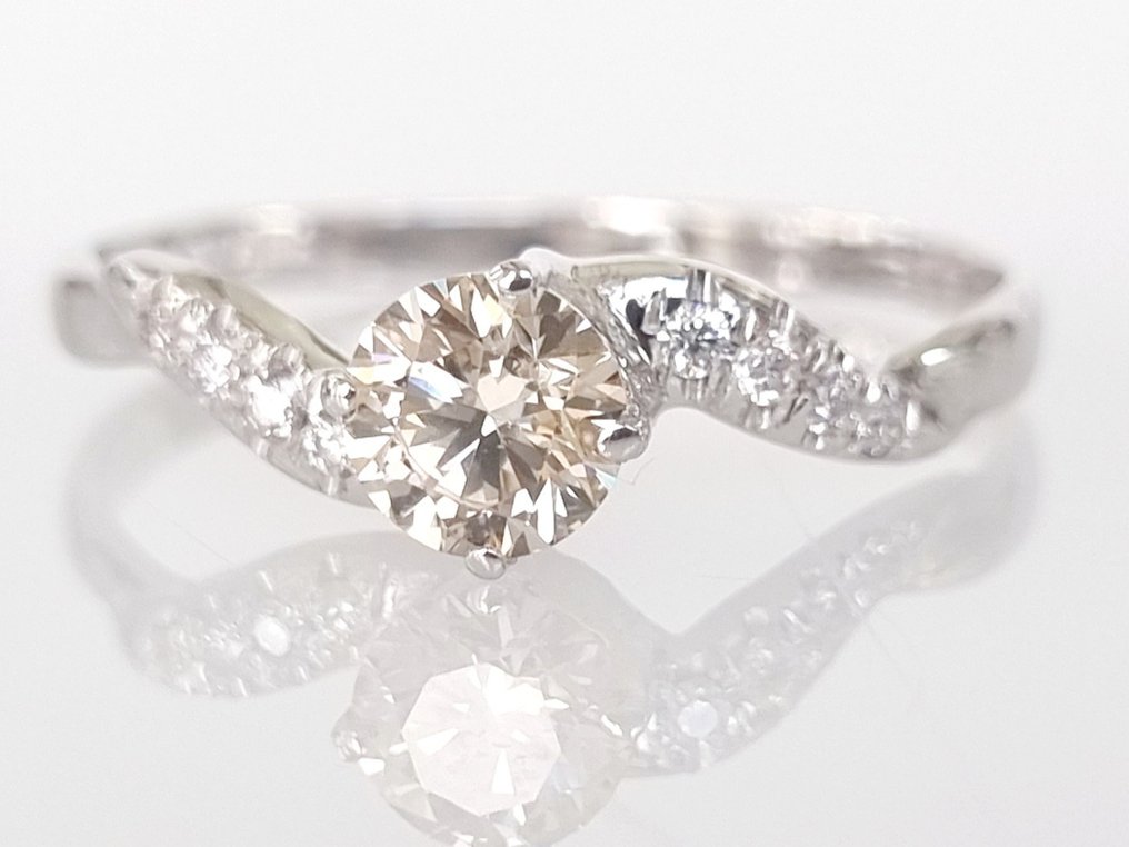 Anel de noivado - 14 K Ouro branco -  0.57ct. tw. Diamante  (Natural) #1.1