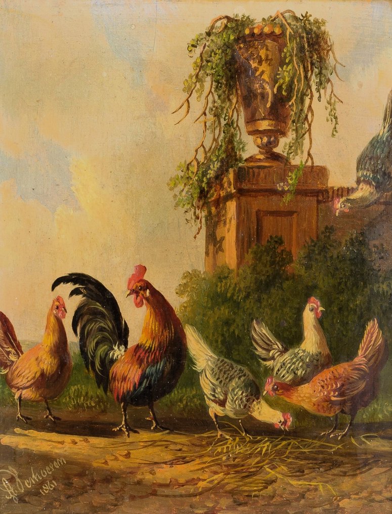 Albertus Verhoesen (1806-1881) - Chickens and hens #1.1