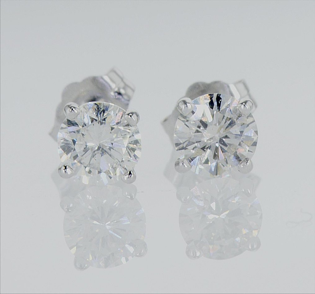 Earrings - 14 kt. White gold -  1.13ct. tw. Diamond  (Natural) #1.1