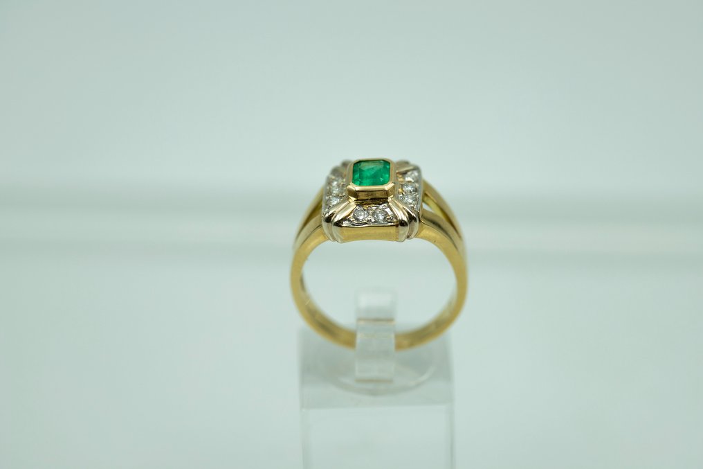 Ring - 18 kt. Yellow gold Emerald - Diamond #3.2