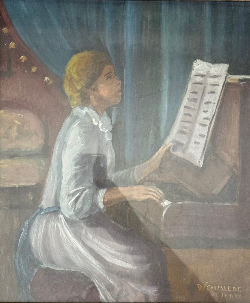 Daniele Schmiedt (1888 – 1954) - Ritratto di fanciulla al piano #1.2