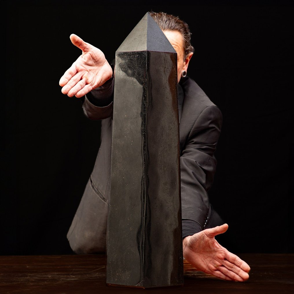 Large Polished Black Tourmaline Obelisk Large Polish Black Tourmaline Tower Height 70 cm Width 22 cm 54 kg auction online Catawiki