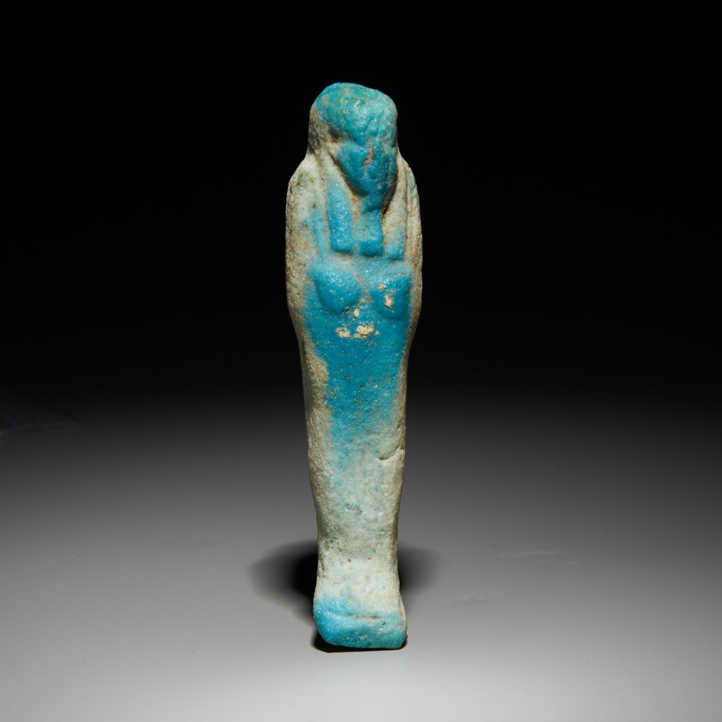Oud-Egyptisch Faience Sjabti. Late periode, 664 - 332 v.Chr. Hoogte 7,8 cm. #1.1