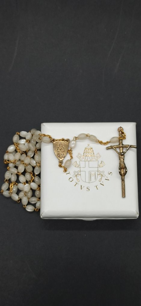  Rosary - Pope (Saint) John Paul II Gift from a Private Audience Seeds in Glass Paste - 1979  #2.1