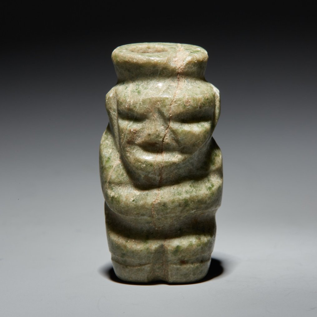 Mixteca，墨西哥 玉 人形吊坠。公元800-1200年。高4.4厘米。西班牙进口许可证。前新特里尔博物馆藏品。 #1.0