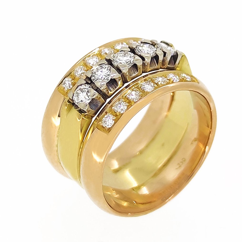 Ring - 18 kt. White gold, Yellow gold -  0.68ct. tw. Diamond #1.1