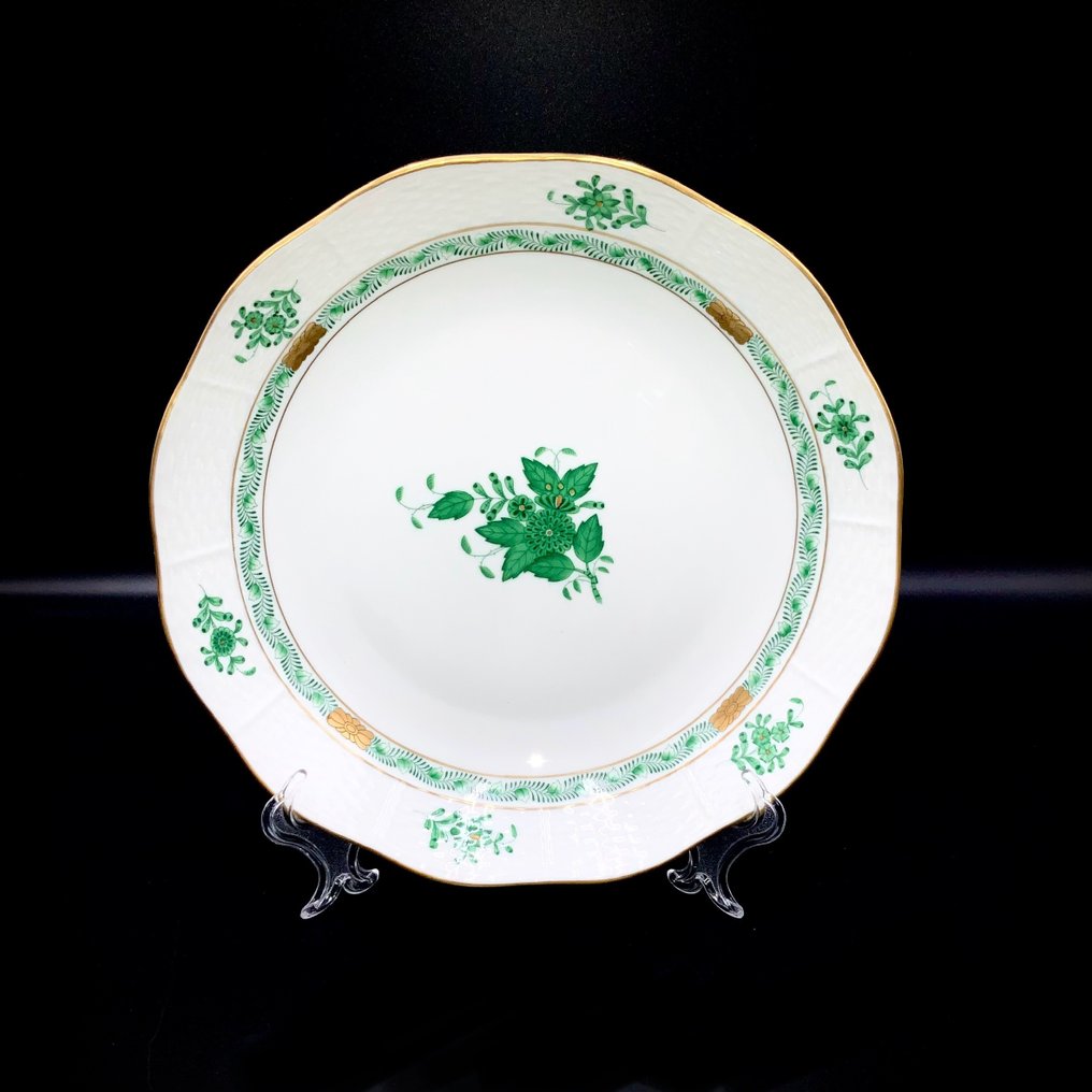 Herend - Large Round Serving Bowl (24,5 cm) - "Chinese Apponyi Green" - Skål - Håndmalet porcelæn #2.1