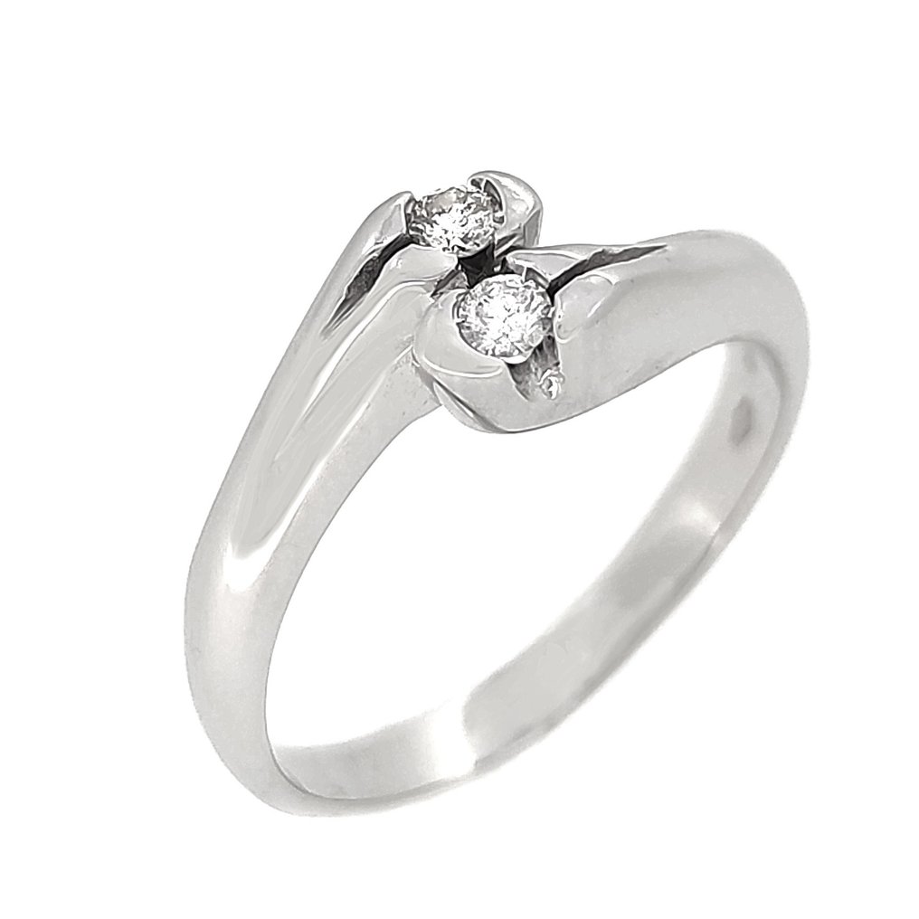 Gyűrű - 18 kt. Fehér arany -  0.10ct. tw. Gyémánt #1.1