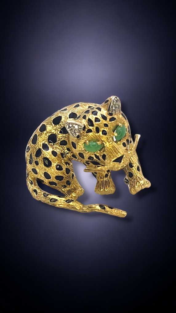 Spilla Spilla Leopardo in Oro Giallo 18 Carati e Diamanti 21 Grammi #2.1